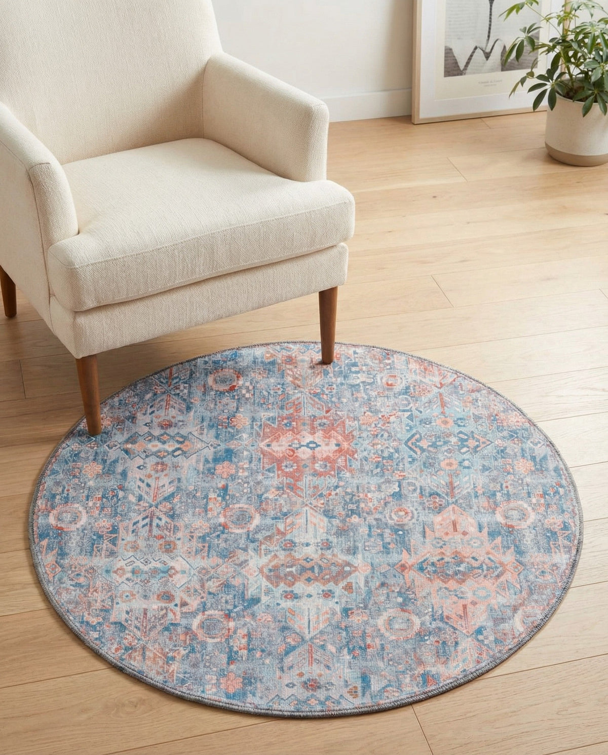 Heritage Elegance Collection Area Rug -  Potala Round Blue  lifestyle 97