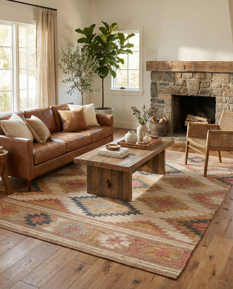 Desert Weave Jute Collection Area Rug - Sahara Rectangle Multi  lifestyle 22