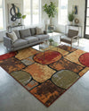 Bistro Lounge Collection Area Rug -  Cappuccino Square Multi  lifestyle 38