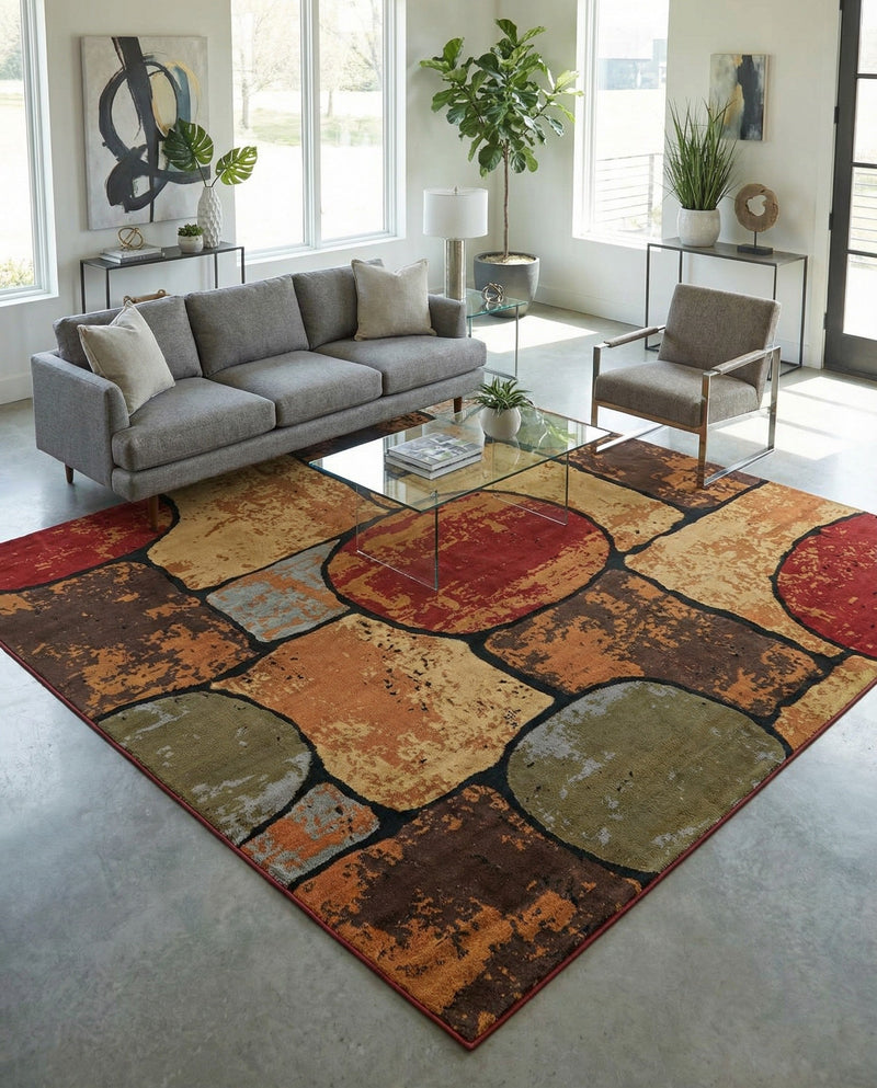 Bistro Lounge Collection Area Rug -  Cappuccino Square Multi  lifestyle 38