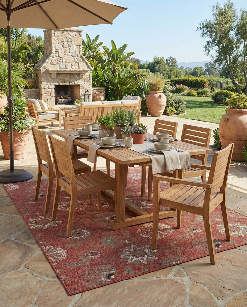 Seaside Blooms Collection Area Rug - Seychelles Rectangle Terracotta  lifestyle 36