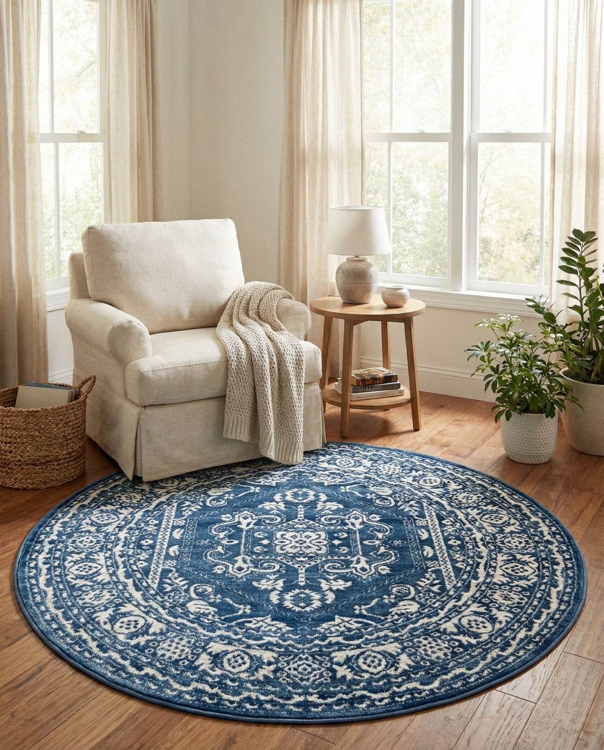 Charleston Elegance Collection Area Rug - Harborview Round Blue  lifestyle 176