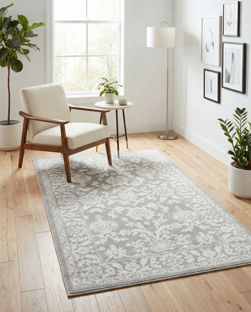 Savannah Elegance Collection Area Rug - Augusta (Light Gray) Rectangle Light Gray  lifestyle 23
