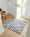 Berber Lattice Shag Collection Area Rug - Atlas (Gray) Square Gray  lifestyle 37