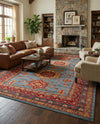 Persian Elegance Collection Area Rug -  Bushehr Rectangle Light Blue  lifestyle 13