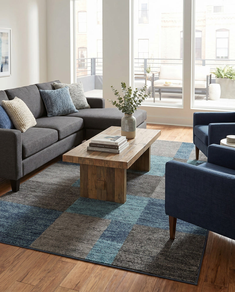 Autumn Meadow Collection Area Rug -  Sycamoreside (Blue Gray) Rectangle Blue Gray  lifestyle 4