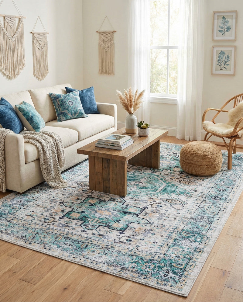 Laguna Sands Collection Area Rug -  Venice Rectangle Aqua Green  lifestyle 40