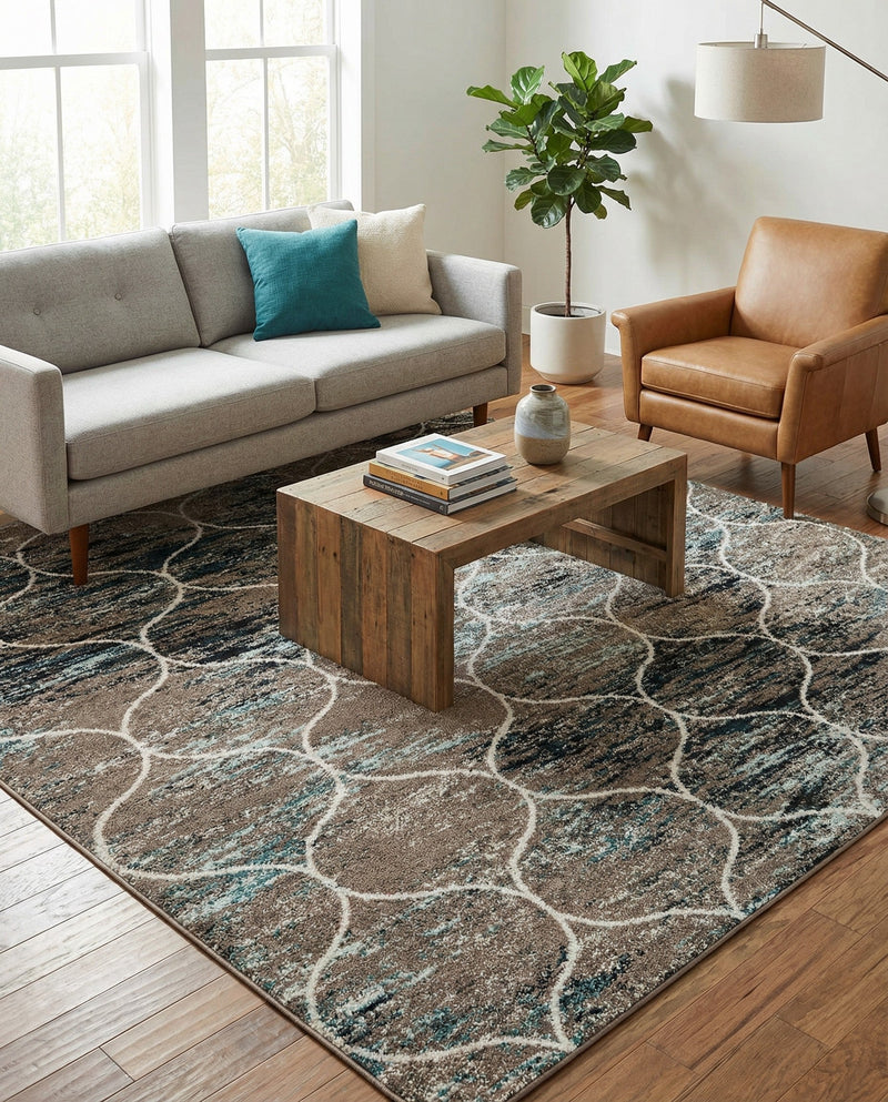 Trellis Mosaic Collection Area Rug -  Pergolatown (Blue Multi) Square Blue Multi  lifestyle 53