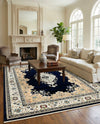 Persian Elegance Collection Area Rug - Isfahan Rectangle Navy Blue  lifestyle 17