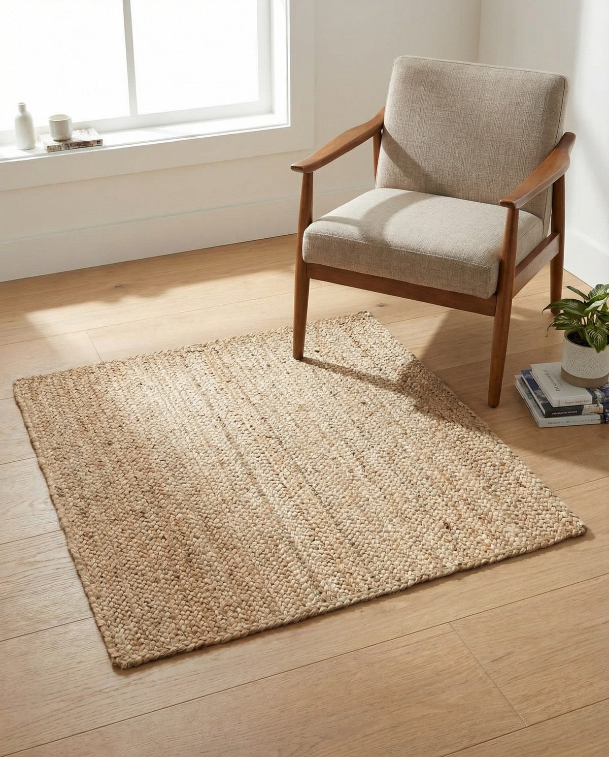 Woven Seaside Jute Collection Area Rug - Savannah (Natural) Square Natural  lifestyle 70