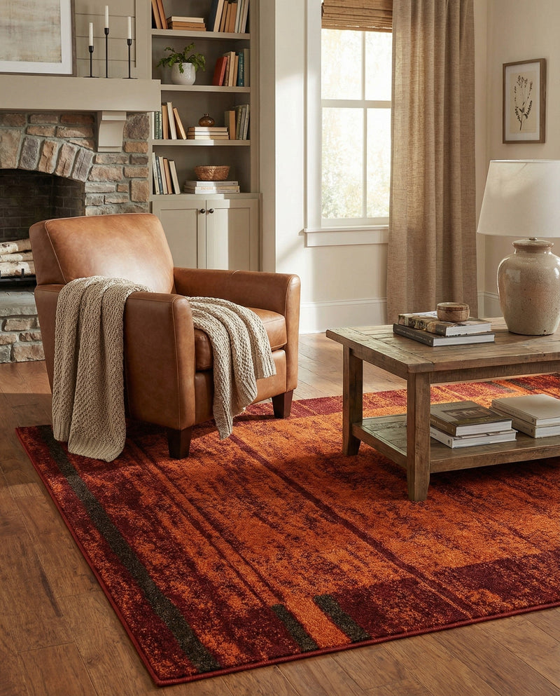 Autumn Meadow Collection Area Rug -  Nutmegwood Rectangle Terracotta  lifestyle 41