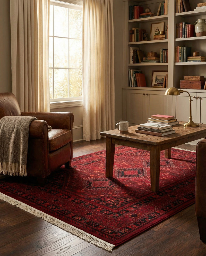 Samarkand Elegance Collection Area Rug -  Zarafshan Rectangle Red  lifestyle 18