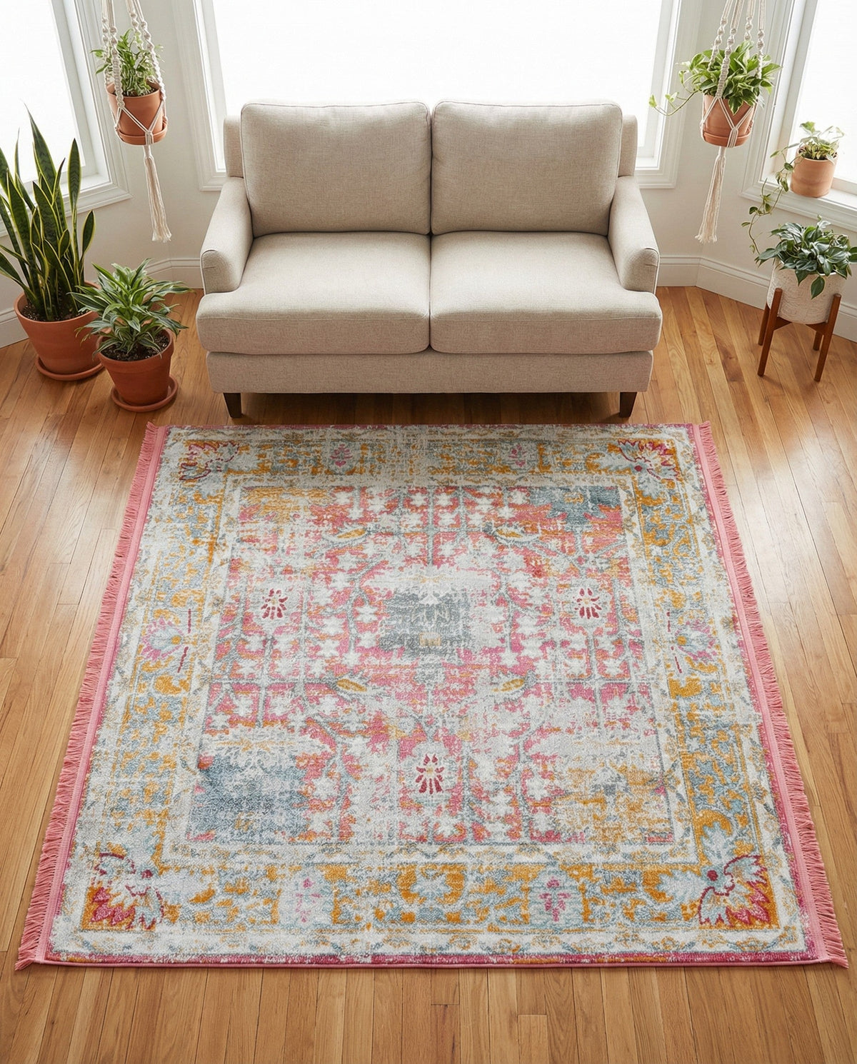 Arcadia Rugs Collection Area Rug -  Olympus Square Pink  lifestyle 163