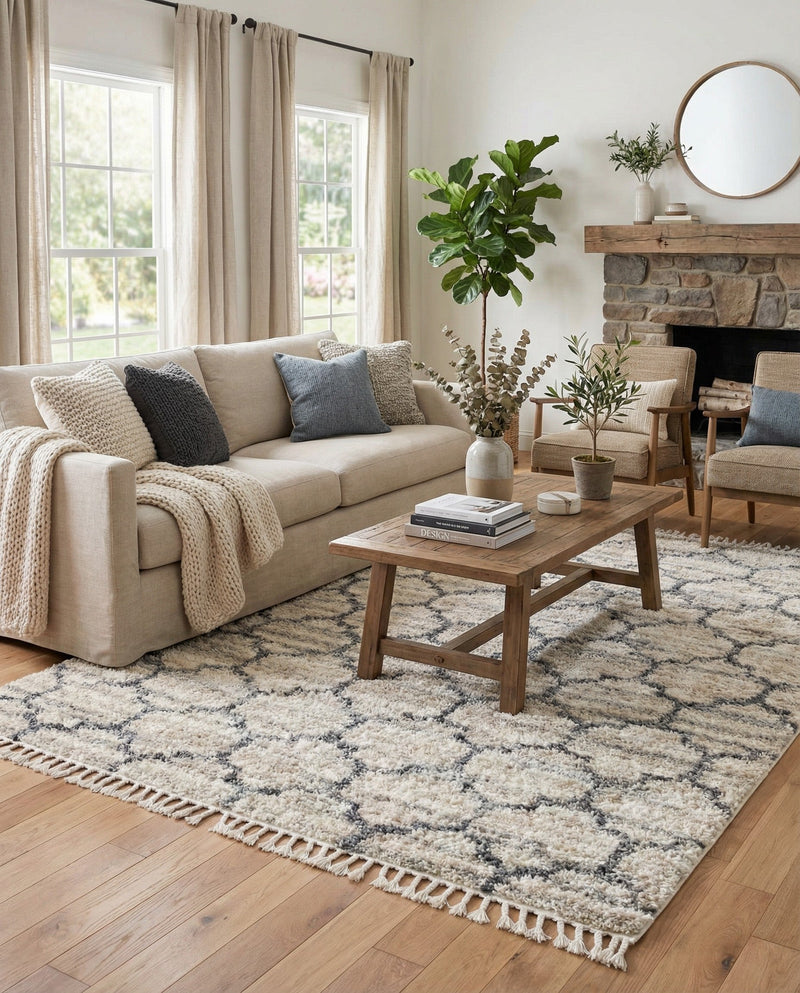 Cozy Cove Shag Collection Area Rug - Marina Rectangle Beige  lifestyle 27