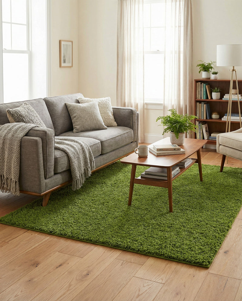 Plush Oasis Collection Area Rug - Serenity (Grass Green) Rectangle Grass Green  lifestyle 14