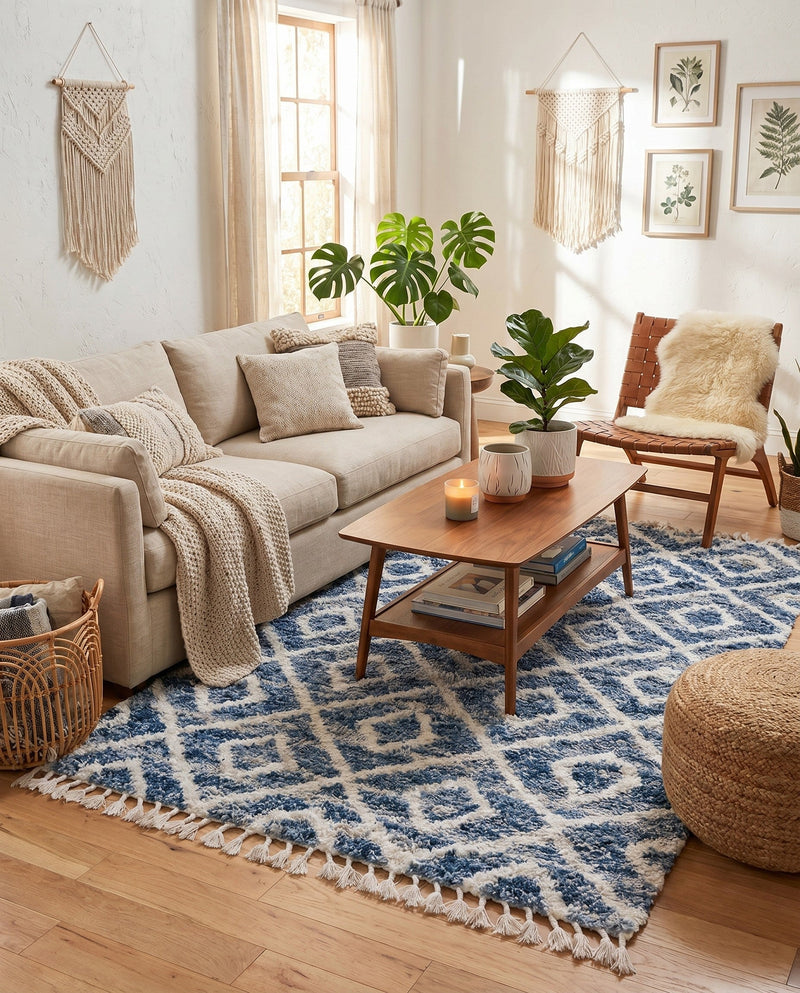 Cozy Cove Shag Collection Area Rug -  Dunes Rectangle Blue  lifestyle 42