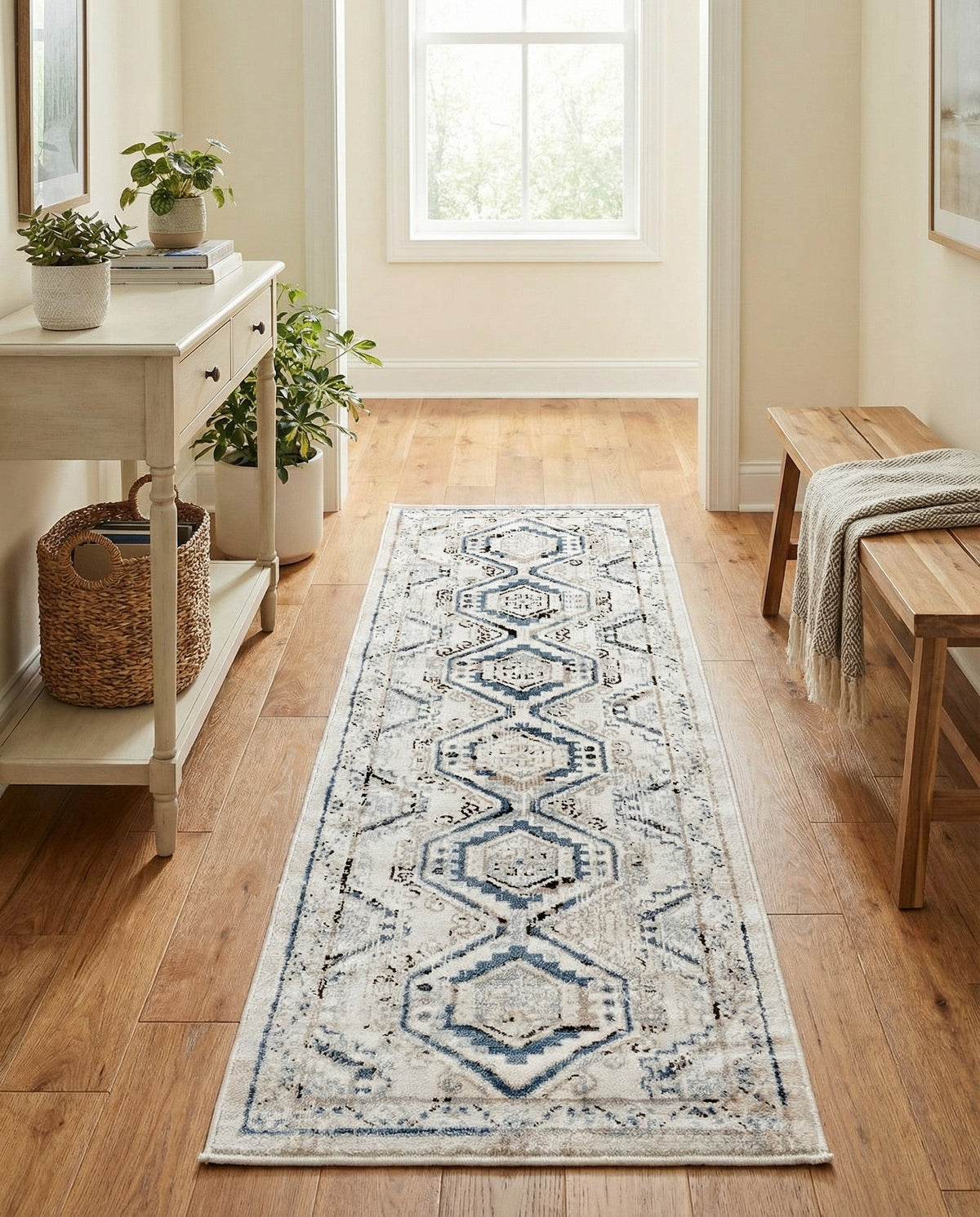 Savannah Elegance Collection Area Rug -  Tybee (Gray Blue) Runner Gray Blue  lifestyle 89