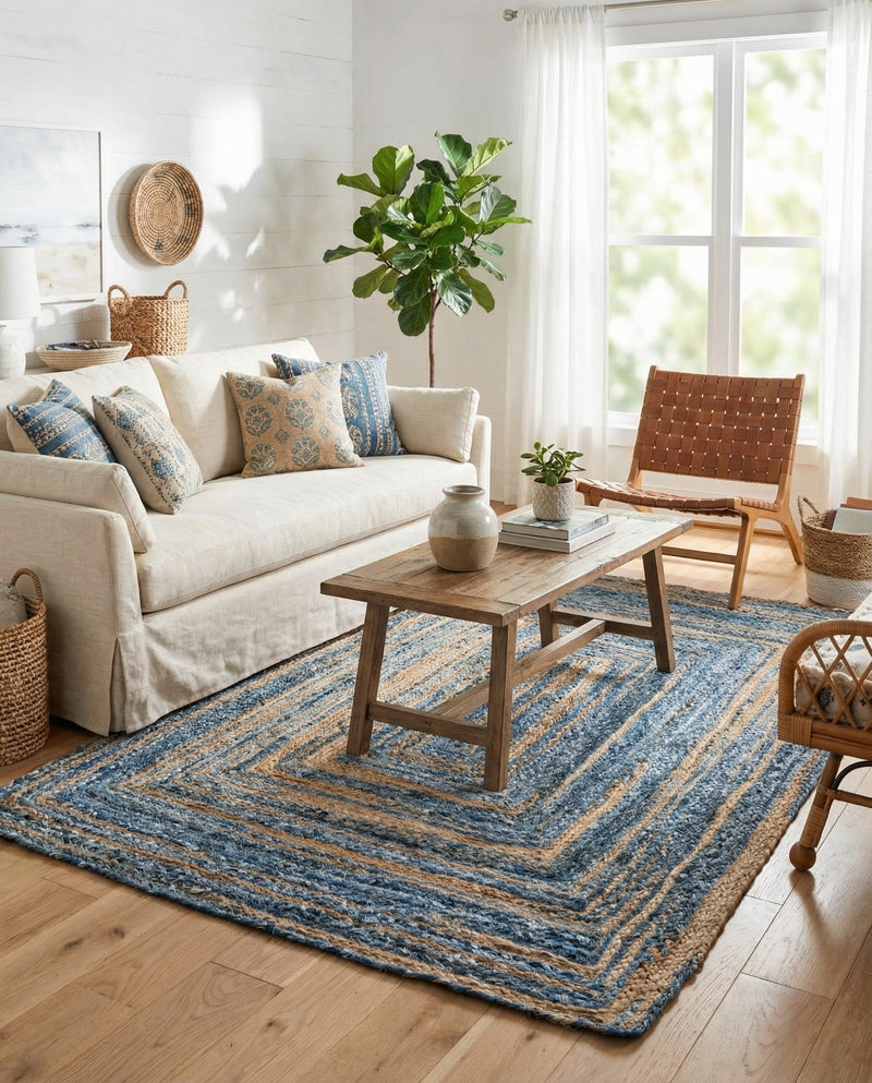 Woven Udaipur Collection Area Rug - Sahara Rectangle Blue and Natural  lifestyle 8