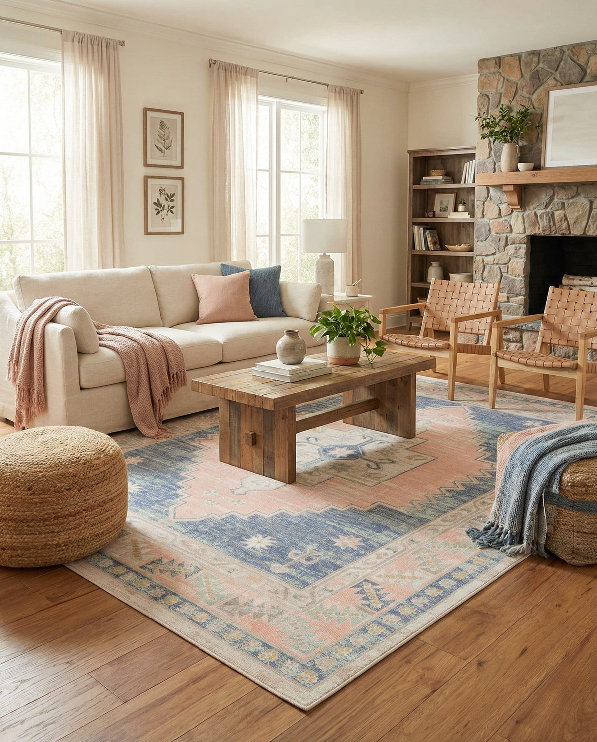 Savannah Series Collection Area Rug -  Augusta (French Blue) Rectangle French Blue  lifestyle 17