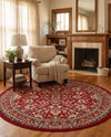 Isfahan Elegance Collection Area Rug - Naghsh-e Jahan (Red) Round Red  lifestyle 52