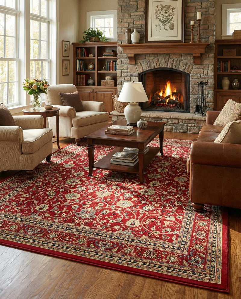 Isfahan Elegance Collection Area Rug - Naghsh-e Jahan (Red) Rectangle Red  lifestyle 21