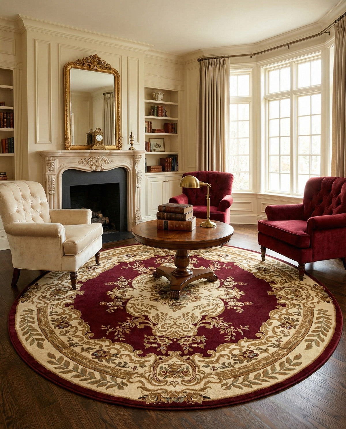 Versailles Elegance Collection Area Rug -  Vincennes Round Red  lifestyle 135