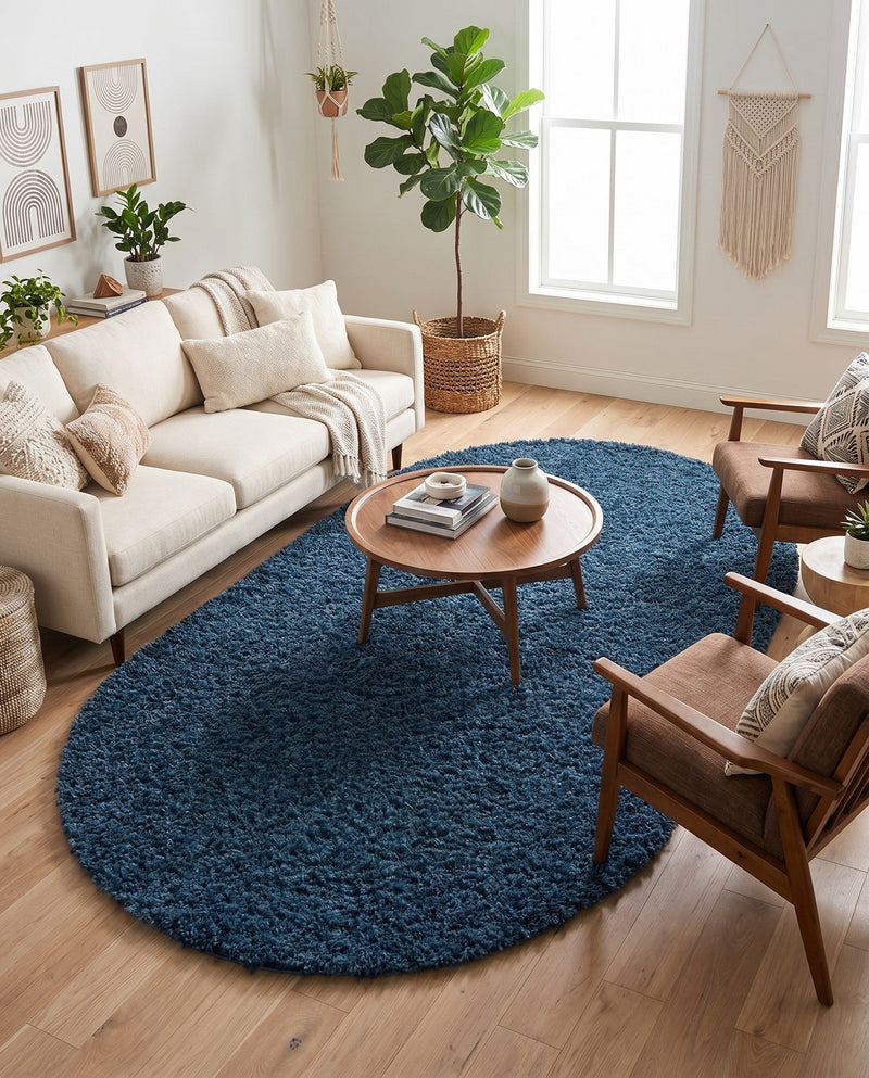 Alpine Plush Collection Area Rug -  Cortina (Marine Blue) Oval Marine Blue  lifestyle 79