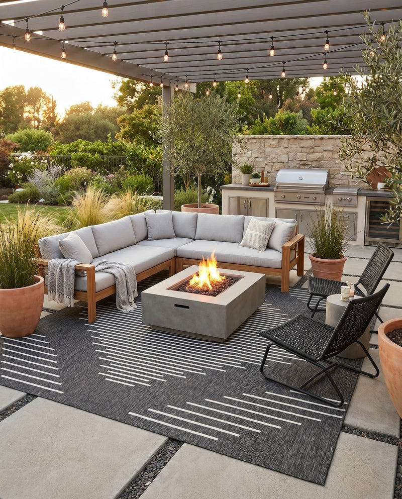 Urban Terrace Collection Area Rug -  Chelsea (Charcoal Gray) Square Charcoal Gray  lifestyle 37