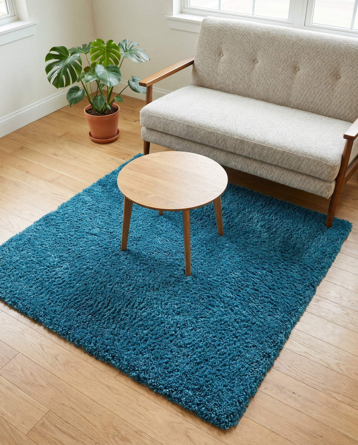 Plush Oasis Collection Area Rug - Serenity (Deep Aqua Blue) Square Deep Aqua Blue  lifestyle 99