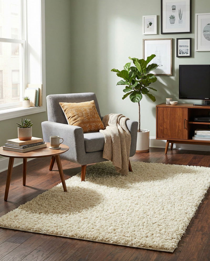 Plush Oasis Collection Area Rug - Serenity (Pure Ivory) Rectangle Pure Ivory  lifestyle 9
