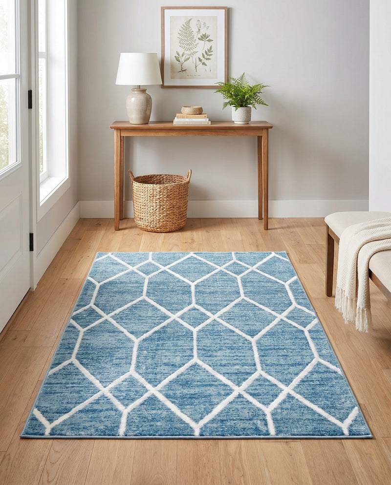 Garden Maze Retreat Collection Area Rug -  Greenbower Rectangle Blue  lifestyle 22