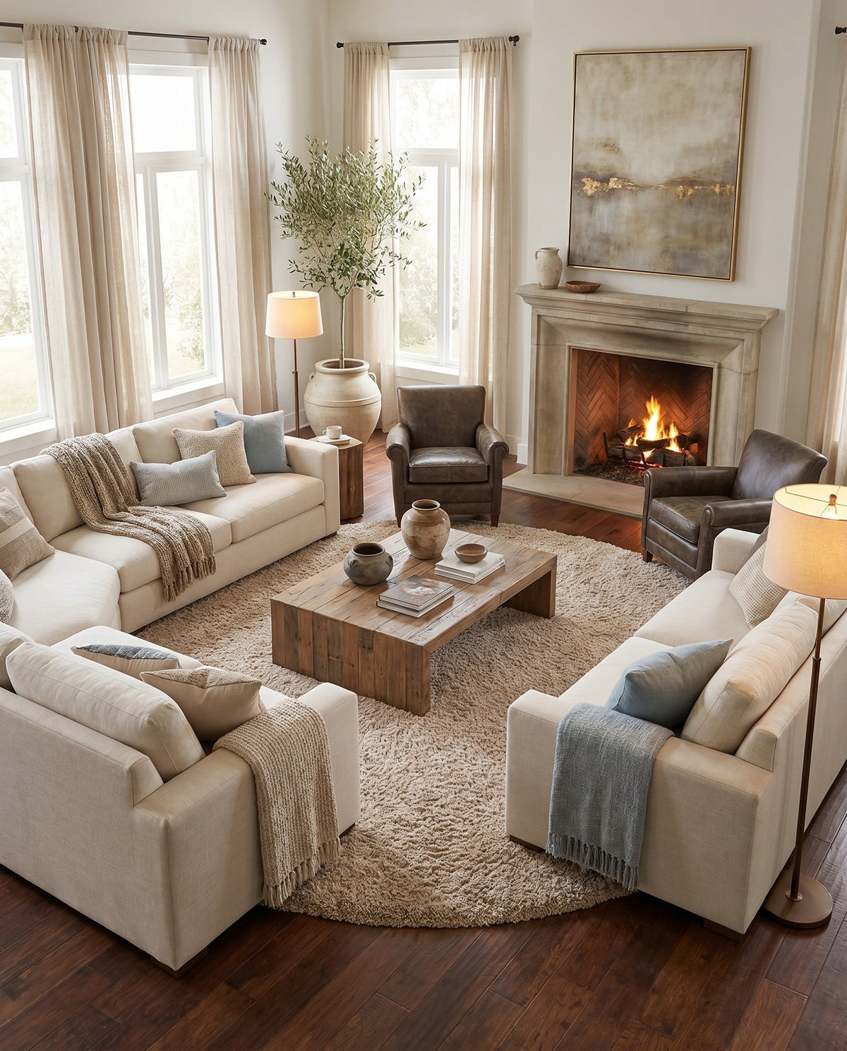 Alpine Plush Collection Area Rug -  Cortina (Linen) Round Linen  lifestyle 91