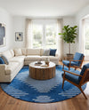 Seychelles Stripes Collection Area Rug - Mahe (Navy Blue) Round Navy Blue  lifestyle 37