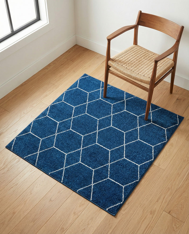 Trellis Mosaic Collection Area Rug - Arborville (Navy Blue) Square Navy Blue  lifestyle 37