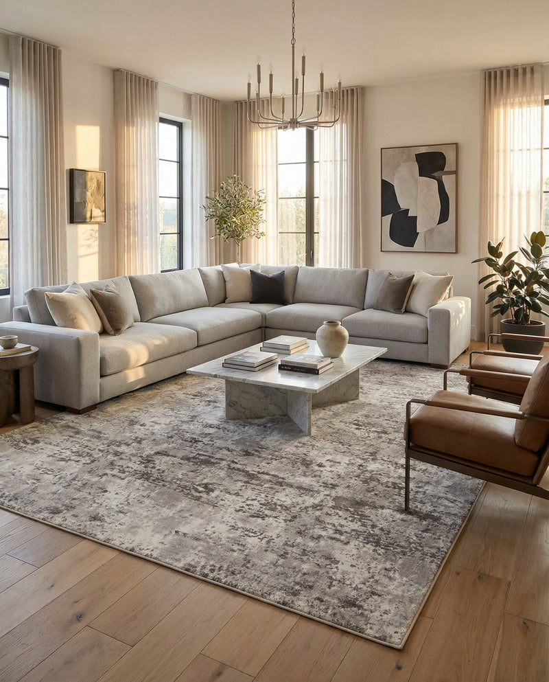 Luminara Sands Collection Area Rug - Elysium (Stone Gray) Rectangle Stone Gray  lifestyle 23