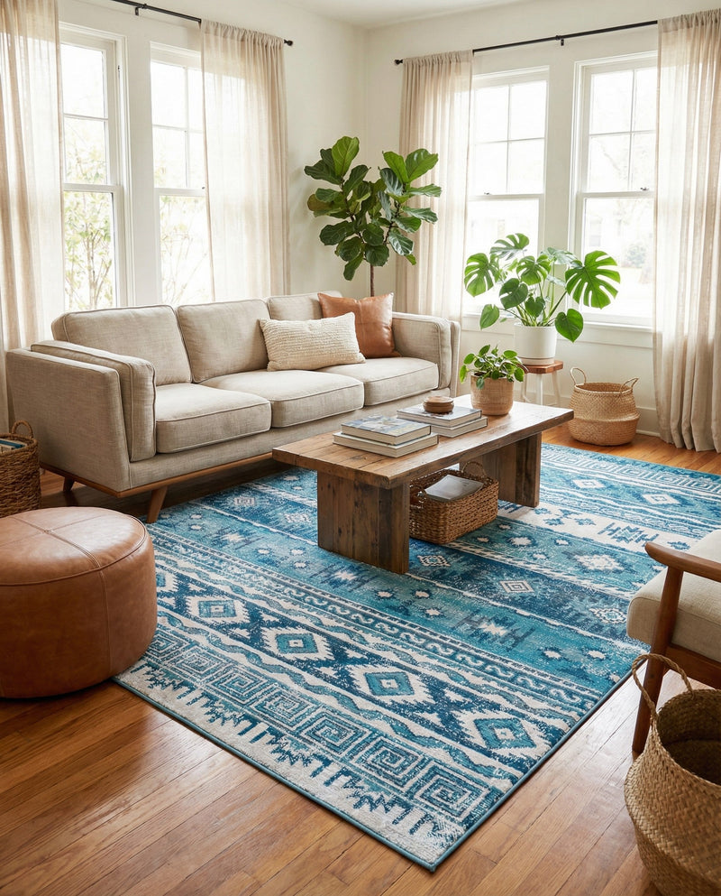 Geneva Terrace Collection Area Rug - Montreux Rectangle Blue  lifestyle 40
