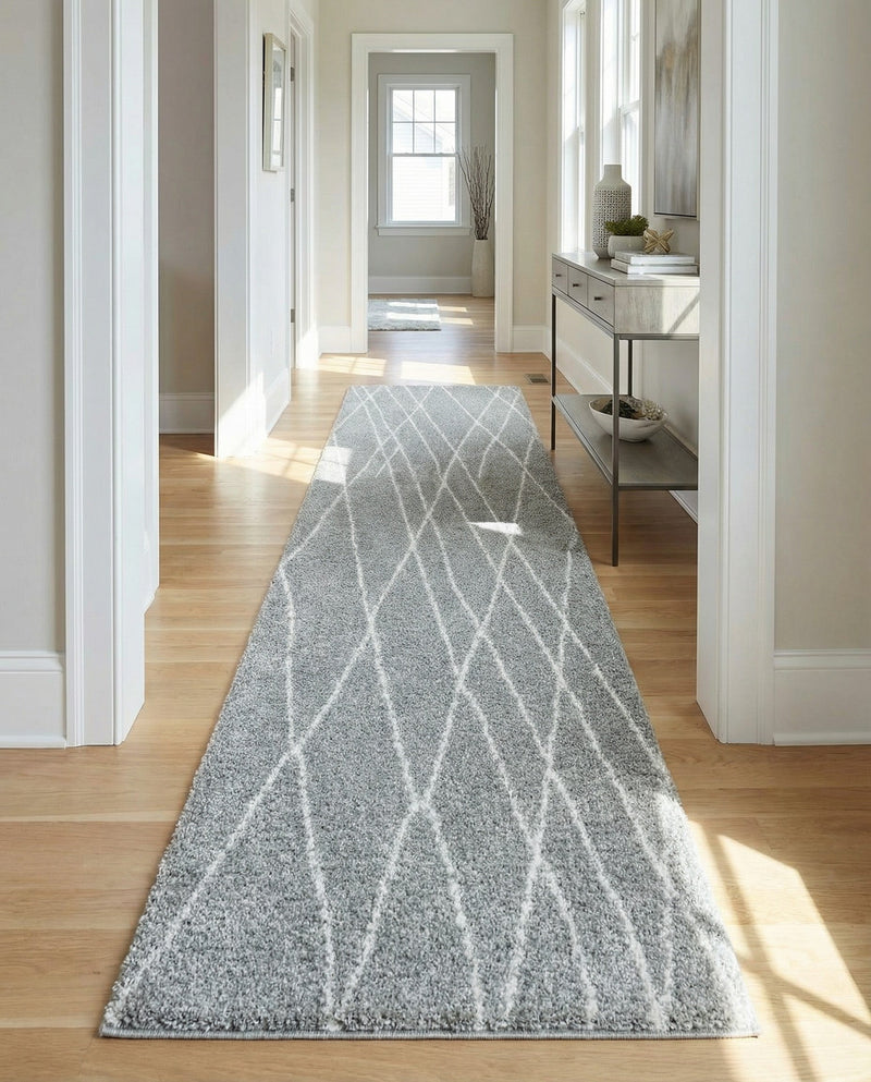 Cozy Haven Shag Collection Area Rug - Serenity (Cloud Gray) Runner Cloud Gray  lifestyle 34