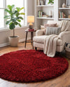 Eternal Plush Oasis Collection Area Rug -  Tranquility (Merlot) Round Merlot  lifestyle 44