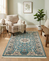Persian Elegance Collection Area Rug -  Qom Rectangle Blue  lifestyle 21