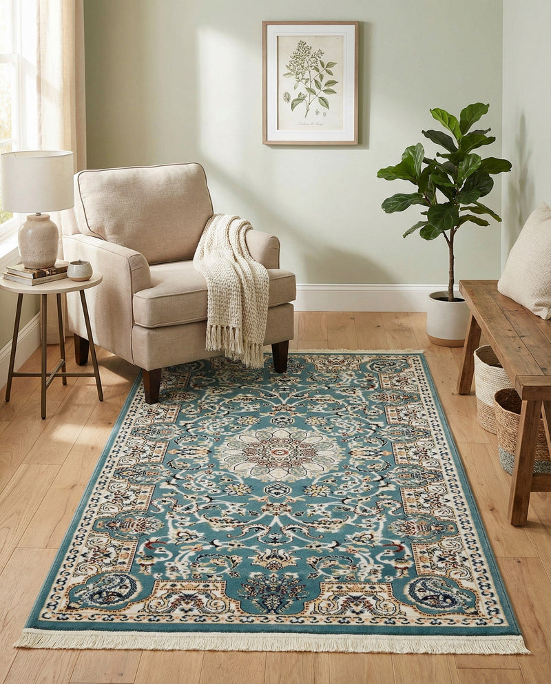 Persian Elegance Collection Area Rug -  Qom Rectangle Blue  lifestyle 21