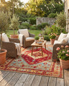 Patio Heritage Collection Area Rug -  Arbor Rectangle Red Green Blue  lifestyle 22