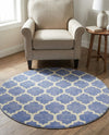 Lattice Gardens Collection Area Rug -  Bloomfield (Light Blue) Round Light Blue  lifestyle 56
