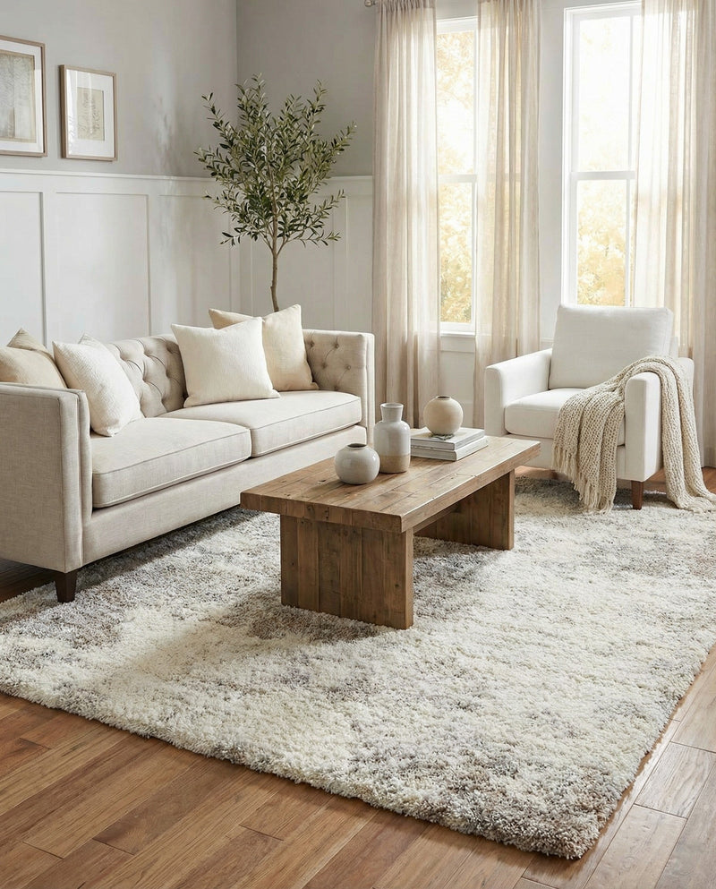 Cozy Haven Shag Collection Area Rug -  Tranquility (Khaki) Rectangle Khaki  lifestyle 5