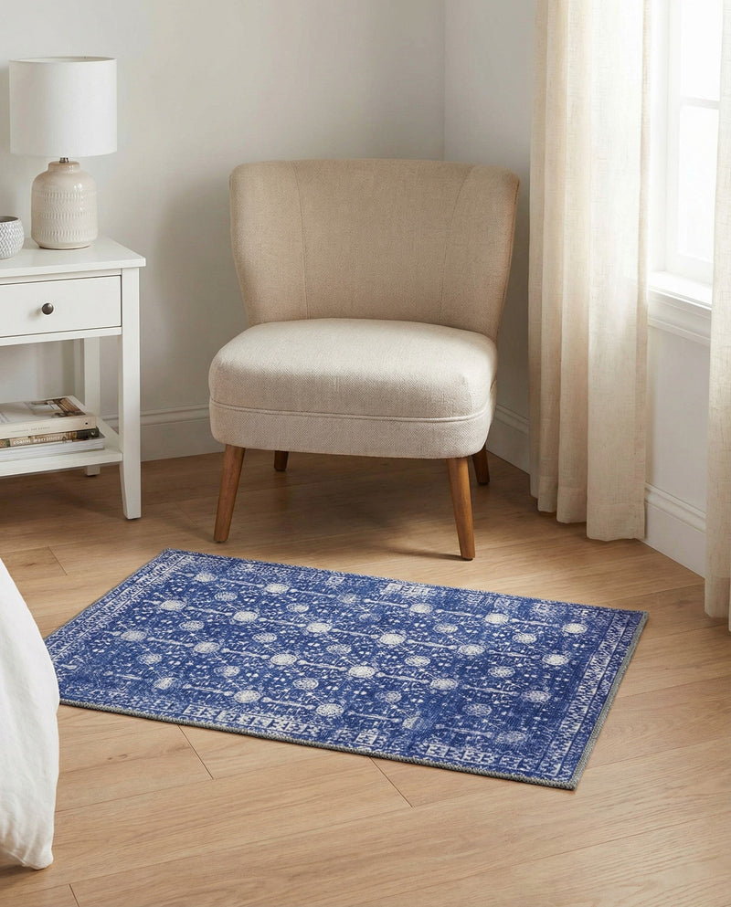 Heritage Elegance Collection Area Rug -  Chatsworth Rectangle Navy Blue  lifestyle 18
