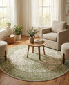 Dover Terrace Collection Area Rug - Marina (Green) Round Green  lifestyle 50
