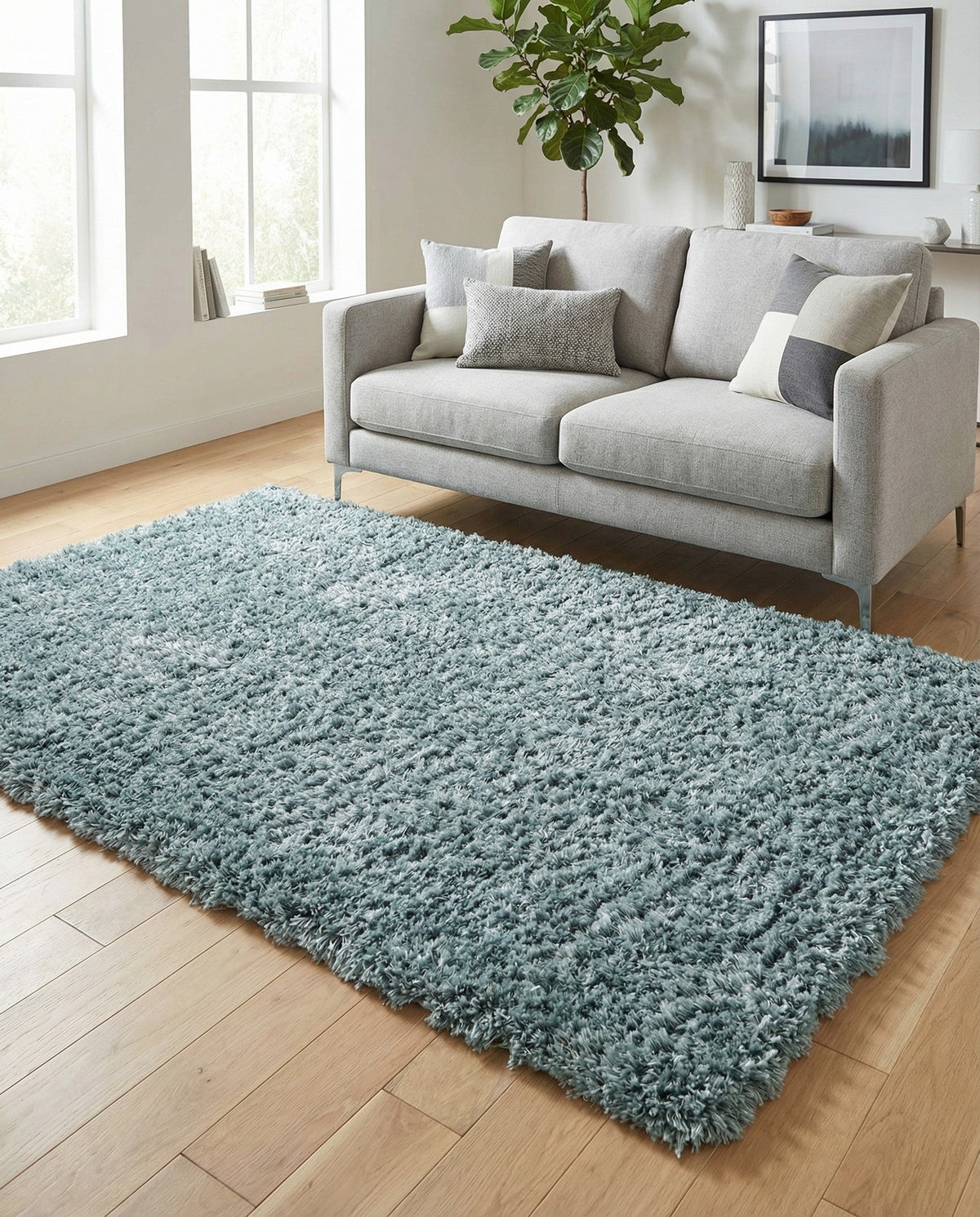 Eternal Plush Oasis Collection Area Rug -  Tranquility (Slate Blue) Rectangle Slate Blue  lifestyle 11