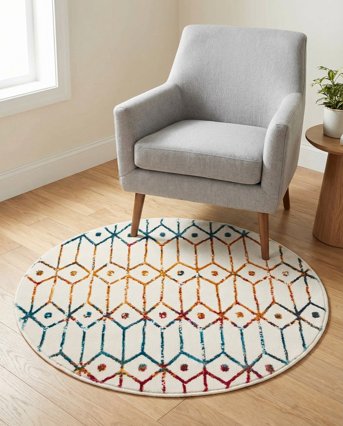 Garden Maze Retreat Collection Area Rug -  Mazeview Round Multi  lifestyle 70