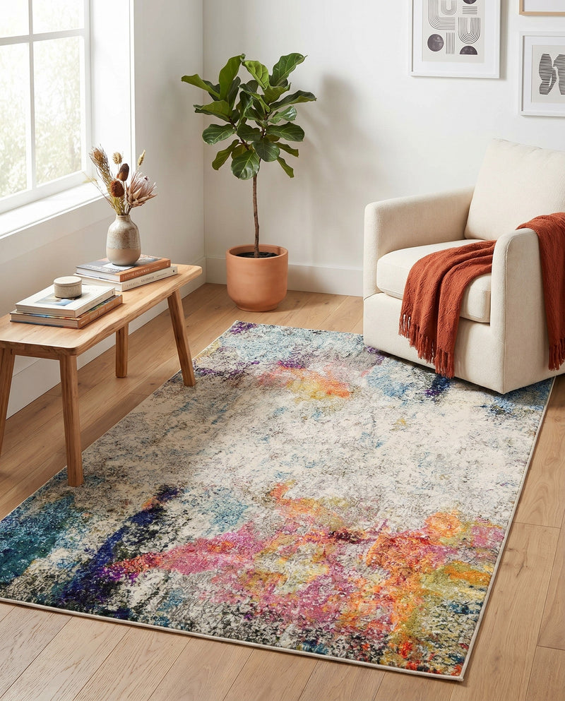 Chromatic Oasis Collection Area Rug -  Azure Rectangle Beige  lifestyle 42