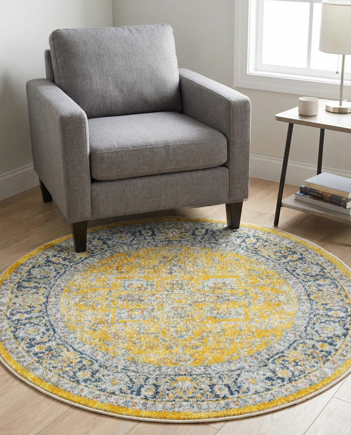 Caribbean Breeze Collection Area Rug -  Andros Round Yellow  lifestyle 78