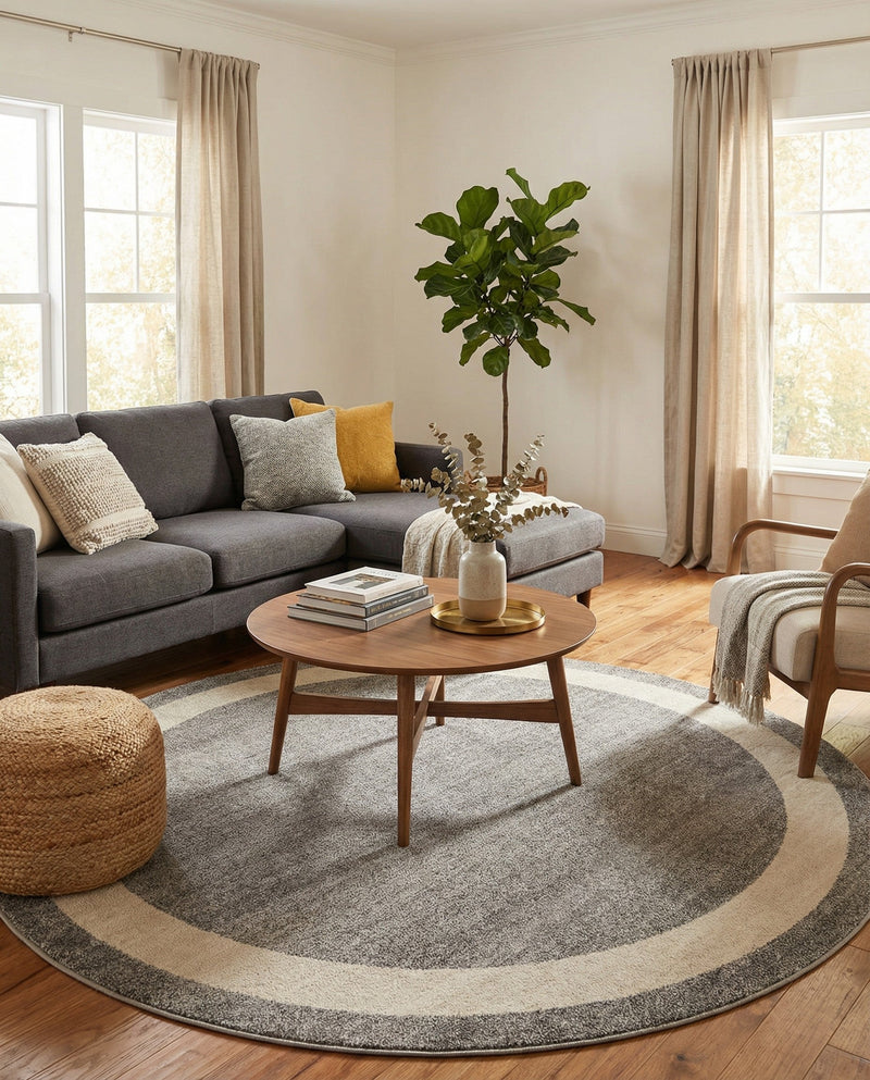 Studio Haven Collection Area Rug -  Alcove (Gray) Round Gray  lifestyle 29